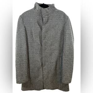 Zara Trench‎ Button Up Herringbone Dress Coat size Medium Old Money Mock Neck